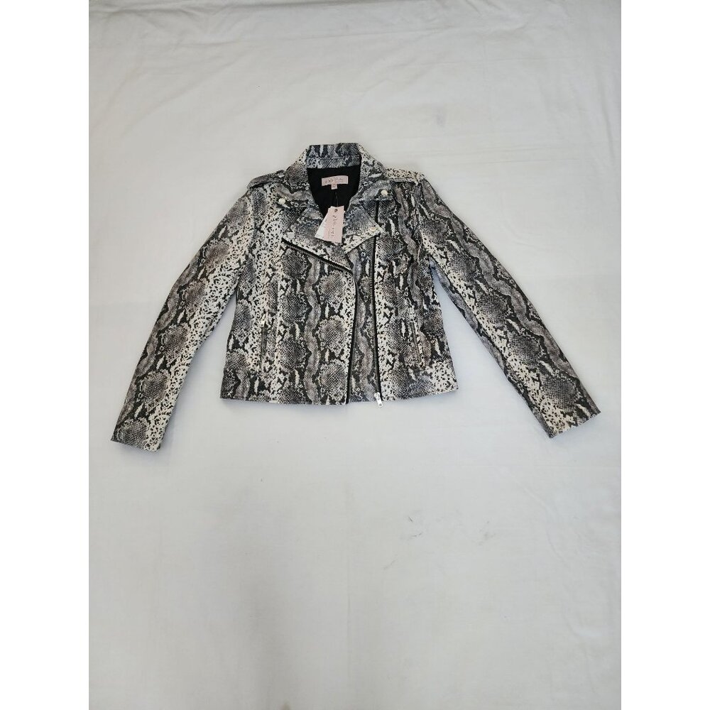 Philosophy Women's Snake Skin Print Embossed Faux Leather Moto Jacket Small NWT - Picture 3 of 13